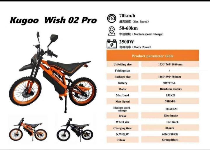 Kugoo Wish 02 Pro Electric Dirt Bike